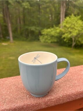 Portmeirion Blue and Cream Dragonfly Ceramic mugs set of 8